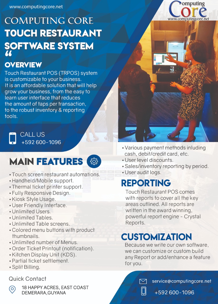 Computing Core Touch Restaurant POS (TouchPOS) flyer